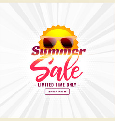 Summer Sale Banner With Sun And Sunglasses