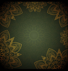 Green Mandala Background With Golden Details