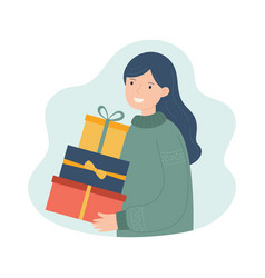 Woman With Christmas Gifts Design