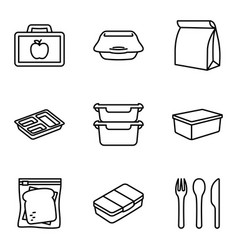 Lunchbox Icon Set Fast Food Take Away Plastic Box