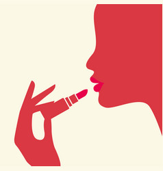 Beautiful Woman Silhouette With Lipstick