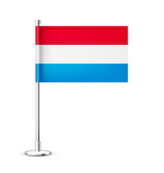 Luxembourgish Table Flag On A Silver Steel Pole