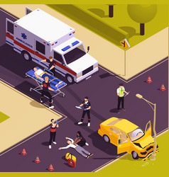 Accident On Road Isometric Background