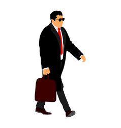 Businessman With Suite And Suitcase Walking