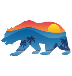 California Bear With Mountain Shoreline Overlay