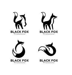 Premium Set Collection Logo Design Of Black Fox