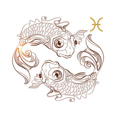 Hand drawn zodiac sign aquarius pisces taurus Vector Image