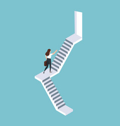 Businesswoman Walking Up Staircase Isometric