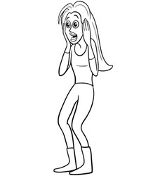 Cartoon Surprised Young Woman Or Girl Character