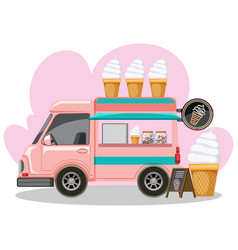 Flea Market Concept With Ice Cream Food Truck