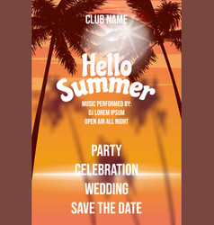 Hello Summer Sunset Beach Party Template Design