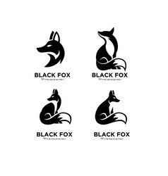 Premium Set Collection Logo Design Of Black Fox