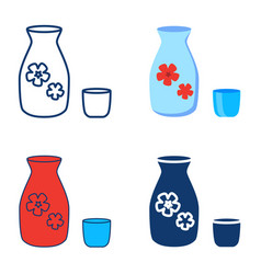 Sake Bottle And Cup Icon Set