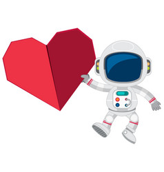 Astronaut And Big Red Origami Heart