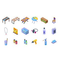 Epoxy Resin Icons Set Isometric Chemical