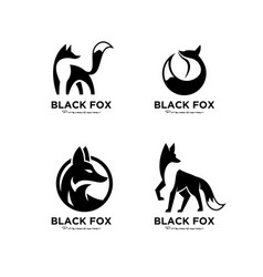 Premium Set Collection Logo Design Of Black Fox