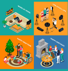 Disabled People Isometric Compositions