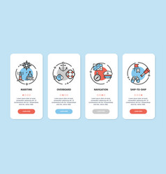 Nautical Sea App Screens Cards Set