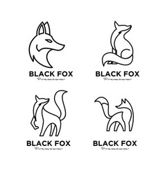 Premium Set Collection Logo Design Of Black Fox