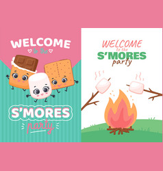 Set Invitations For Smores Day Party Kawaii