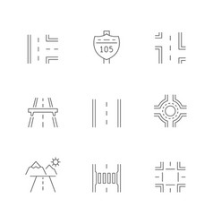 Set Line Icons Of Road