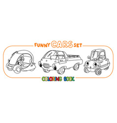 Funny Small Retro Cars With Eyes Coloring Book Set