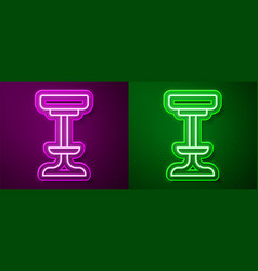 Glowing Neon Line Chair Icon Isolated On Purple