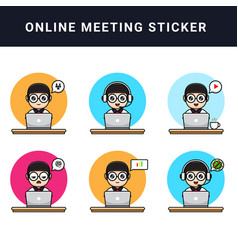 Online Meeting Sticker Flat Icon