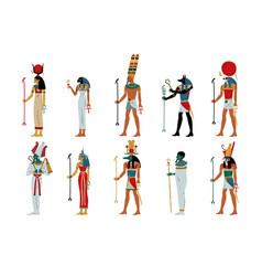 Set Of Egyptian Gods And Goddesses Osiris Horus