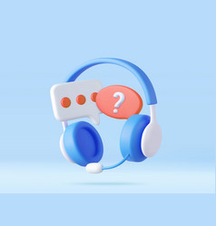 3d Call Center Headphones With Speech Bubble