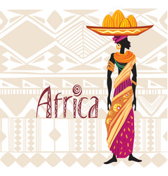 African woman in ethnic dress on ornament Vector Image