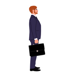 Business Man Character With Briefcase Side View