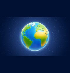 Cartoon Planet Earth On Starry Background