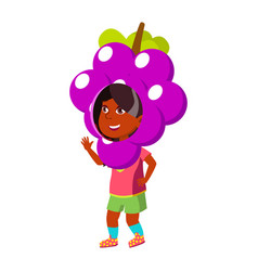 Cute Girl Child Wearing Grape Suit In School Play