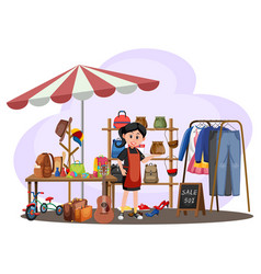 Flea Market Concept With Second Hand Clothes