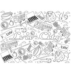 Lviv City Of Ukraine Line Art Design