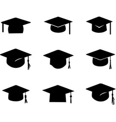 University Or College Graduation Hat Icons Set