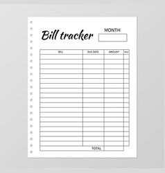 Bill Tracker Template Monthly Planner Blank White