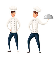 Young Chef Two Men Flat Isolated On White