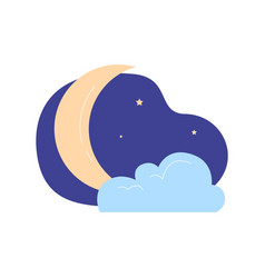 Crescent Moon With Stars And Clouds On Night Sky