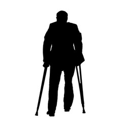 Man Walking With Crutches Injured Silhouette