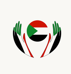 Sudan Flag With Hands Symbol Africa Country