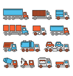 Commercial Van And Truck Icons Set On White