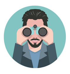 Man Looking Through Binoculars