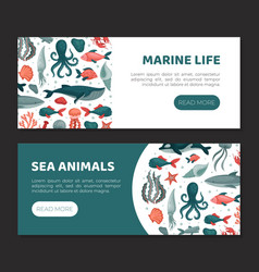 Marine Life Landing Page Templates Set Sea