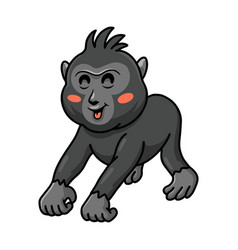 Cute Little Crested Black Macaque Cartoon