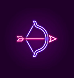 Glowing Neon Line Bow And Arrow Icon Isolated