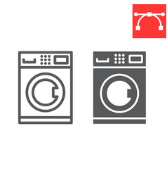 Self Service Laundry Line And Glyph Icon Dry