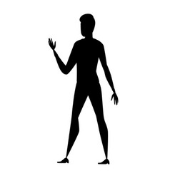 Black Silhouette Man In Casual Clothes With Up