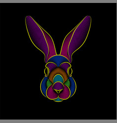 Engraving stylized psychedelic rabbit portrait Vector Image